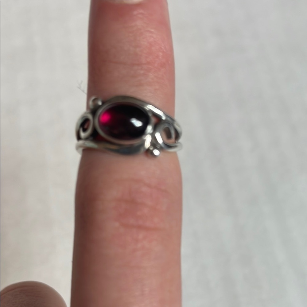 Garnet & Sterling Silver Ring, Size 4